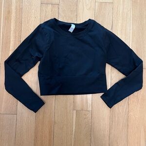 OFFLINE By Aerie Sidewalk Seamless Long Sleeve Cropped T-Shirt Black Size Small